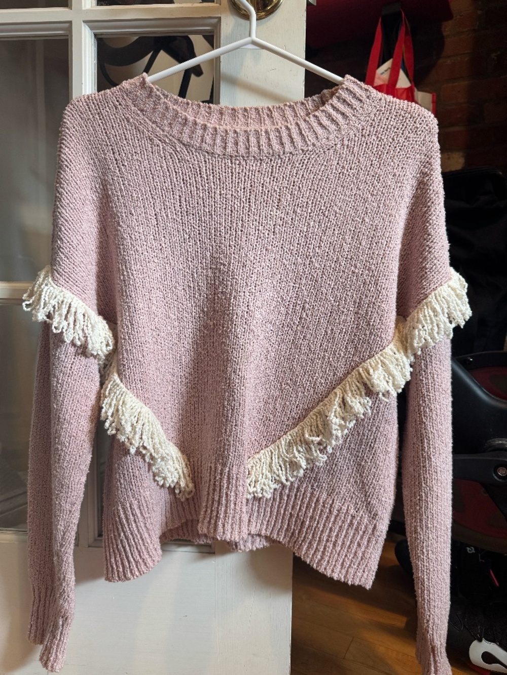 Madewell Blush Pink Fringe Sweater